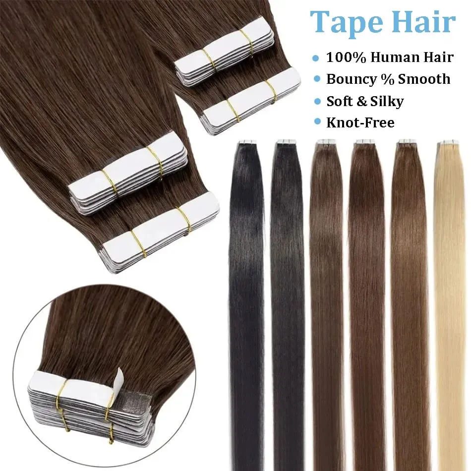 Tape in Human Hair Extension Straight Brazilian Human Hair Extension 2.5g 20pcs 50g Tapes Hair 100% Human Hair Natural Tape Hair — image 3