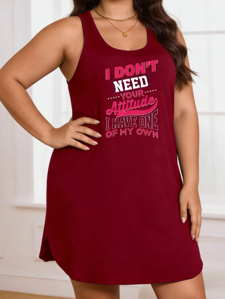Alphabet Print Casual Sleeveless Dress Suitable for Summer and Spring Elegant Dress for Ladies