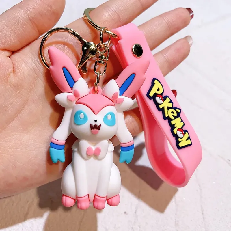 40 Style Wholesale Anime Pokémon Pikachu Eveen Keychain Cartoon Cute Charizard Keyring Student Backpack Car Key Chain Toys Gifts — image 3
