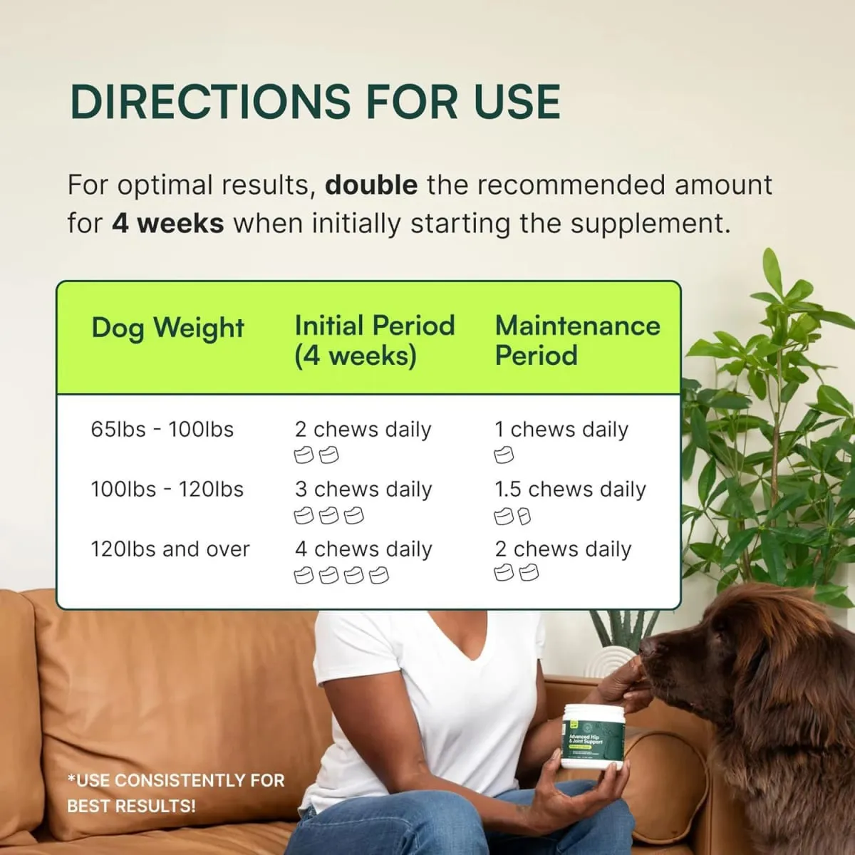 中小型犬種的高級狗髖關節和關節補充劑 - 葡萄糖胺軟骨素 Omega 3 MSM 綠唇貽貝 — image 6