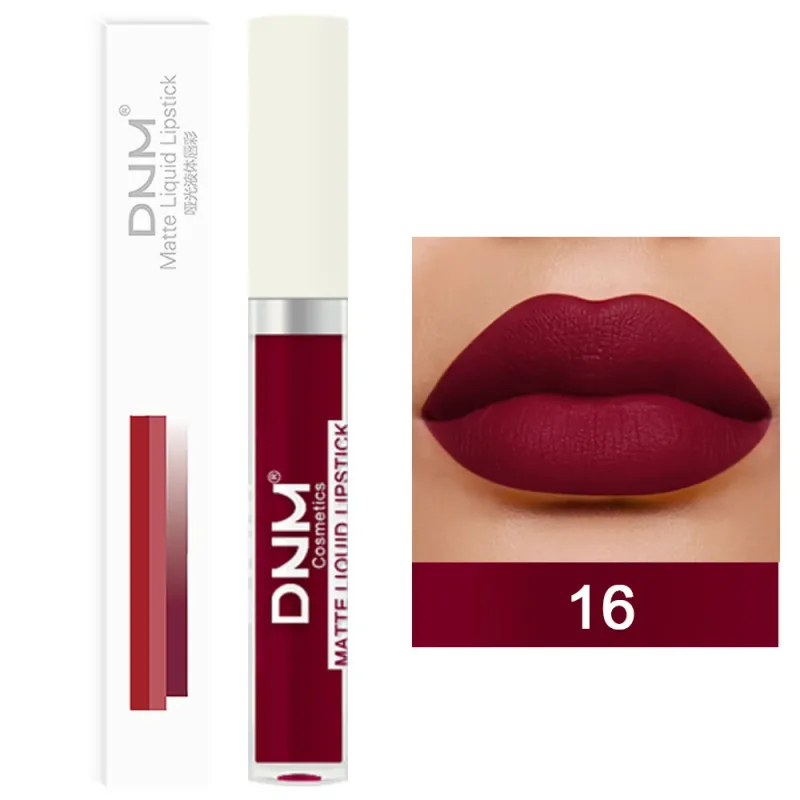DNM 19 Färg Matt sammet flytande läppstift Vattenfast Håller Ej lätt att bleka Lipgloss Makeup Lila Röd Nude Lip Tint Kosmetika