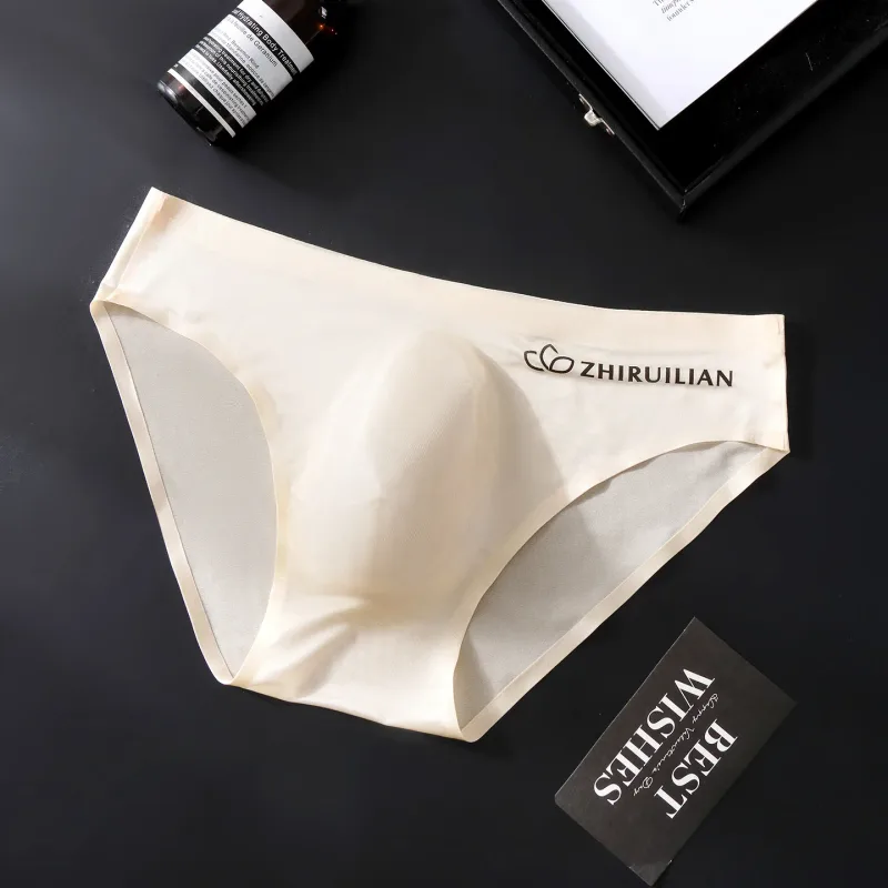 Men Ice Silk Briefs Ultra-thin Seamless Sexy Panties Male Quick Drying 3D Pouch Breathable Underwear Youth Underpants Slip Homme