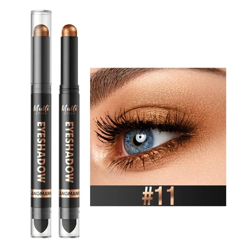 16 Colors Double Head Eyeshadow Stick Pearlescent Shimmer Brown High Waterproof Cream Eyes Shadow Pencil Long-Lasting Eye Makeup — image 12