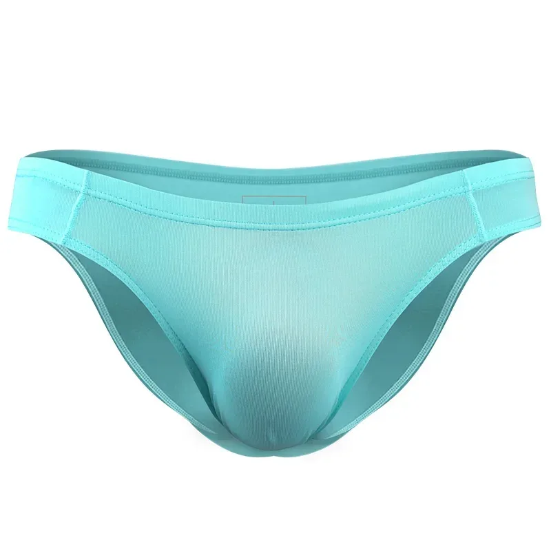 2PCS Men's Underpants Ice Silk Breathable Sexy Thin U Convex Transparent One Piece Low Waist Triangle Shorts Head — image 21
