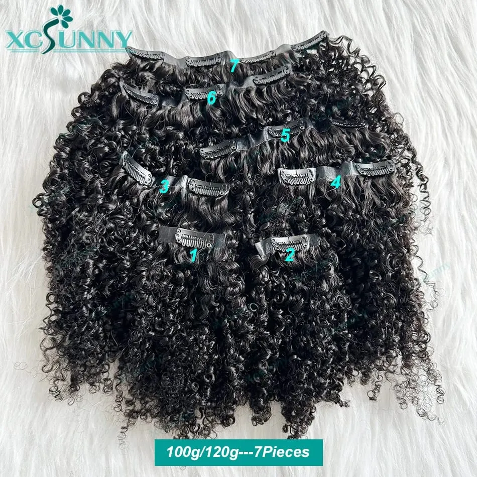 Kinky Kıvırcık Dikişsiz Klip Ins İnsan Saç Birmanya PU İnsan Saç Uzantıları Klip Siyah Kadınlar Için Kinky Kıvırcık 240g Tam Kafa