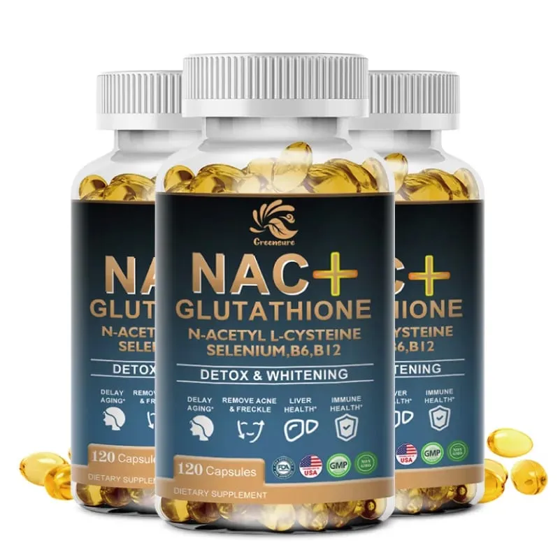 Greensure NAC glutation kapszula N-acetil-cisztein 1200 mg májtüdő támogatása | Az aminosav növeli a glutationt — image 7