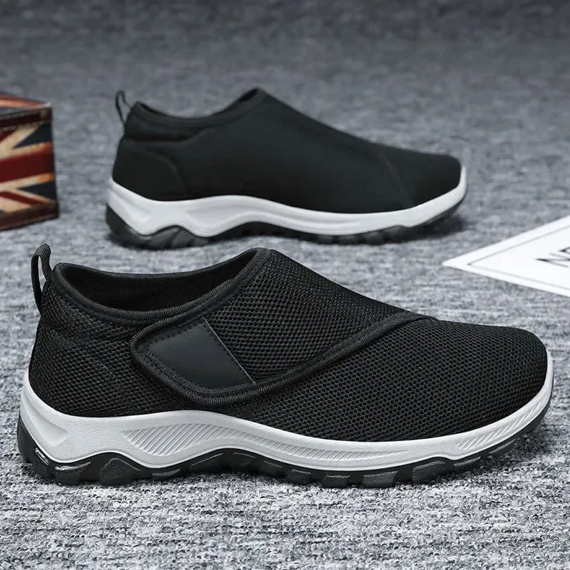 Men's Casual Sneakers Soft Comfortable Male Shoes Hook-loop Adjustable Wide Feet Walking Women Outdoor Anti-slip Sport Shoes