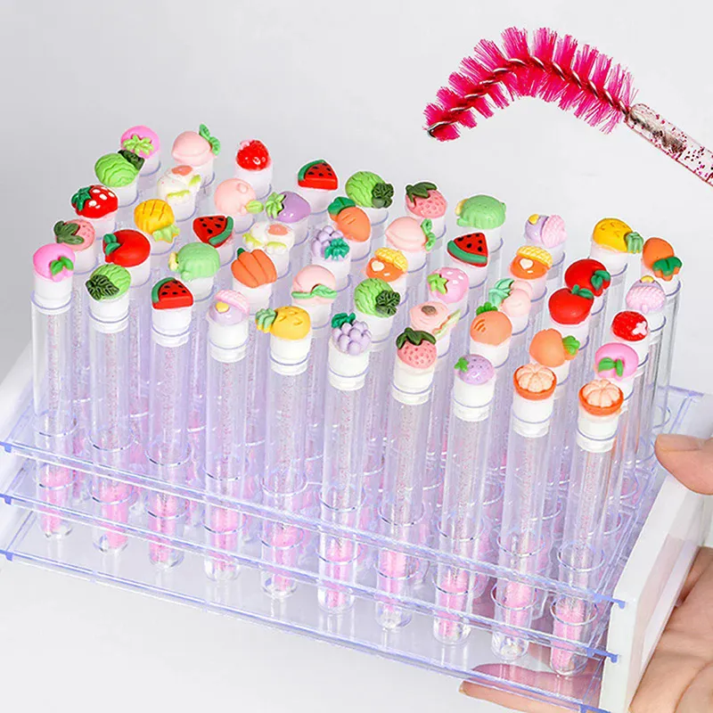 10PCS/Set Fruit Collection Mascara Brush Reusable Lash Brush Tube Spoolies Lash Extension Brushes Applicators Makeup Tools