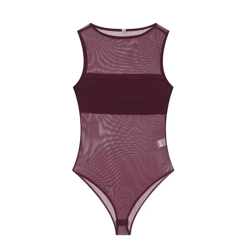 Sexy Mesh Bodysuit Women Transparent Tight Bodys for Women Summer Sleeveless Tops Woman Tulle Sexy Lingerie Body Woman — image 9