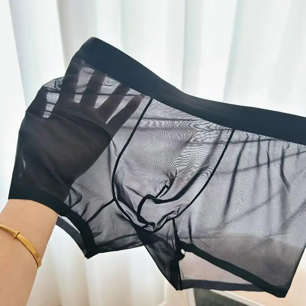 Män Boxer Transparent Lättvikts Underkläder Elastisk U-Konvex Tunn Perspektiv Shorts Sömlösa Trosor — image 5