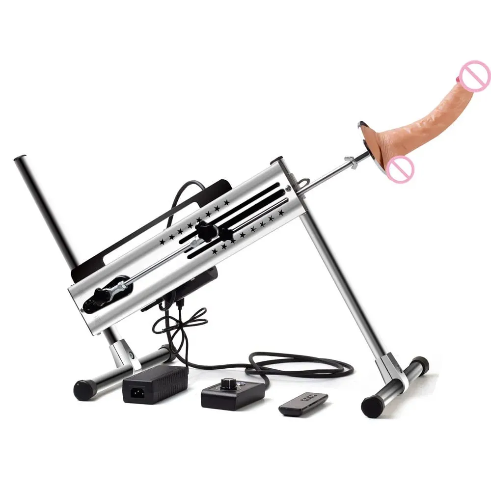 Macchina del sesso silenziosa a doppio controllo cablata/senza fili Macchine per l'amore Vac-u-Lock regolabili da 120 W Giocattoli del sesso con vibratore a corsa da 3-15 cm per le donne