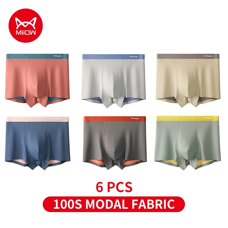 MiiOW Men Underwear Set 100S Modal Men's Boxershorts Silky Breathable Man Panties 5A Antibacterial Mens Boxer Briefs Underpants