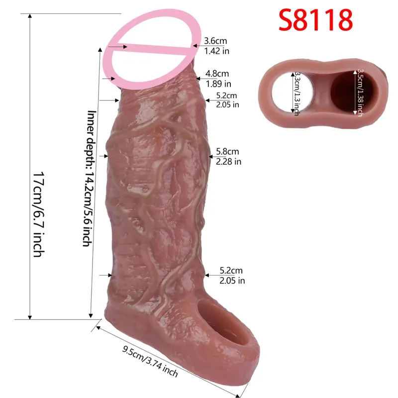 Close Head Realistic Penis Sleeve Sex Toys for Men Delay Ejaculation Dick Extender For Couples Sex Pleasure Sexshop