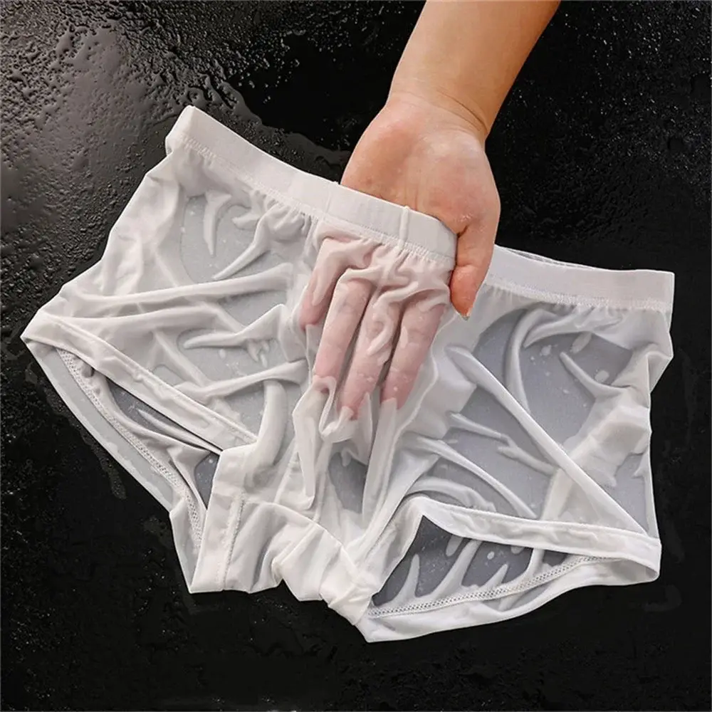 Transparente Boxer Männer Eis Seide Schnell Trocknend Männliche Badehose Sommer Nahtlose Unterwäsche Ultra-dünne Plus Größe Shorts