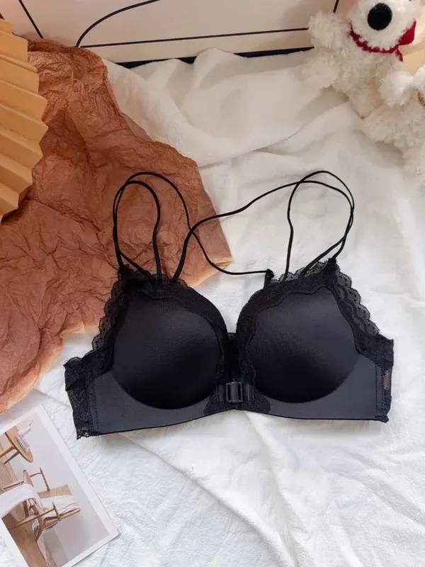 Comfortable Leopard Print Front Fastening Bra Set for Women Backless Small Chest Enhancing Hot Sale Lingerie — image 8