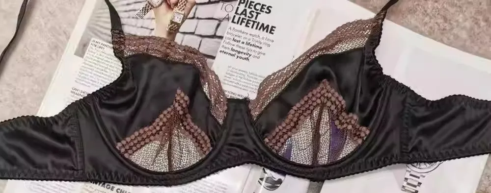 Satin Dessous-Set Französischer Spitzen-BH mit Vorder-Verschluss - Ultra dünn Minimizer & Push Up für jede Größe BANERDANNI AB — image 12