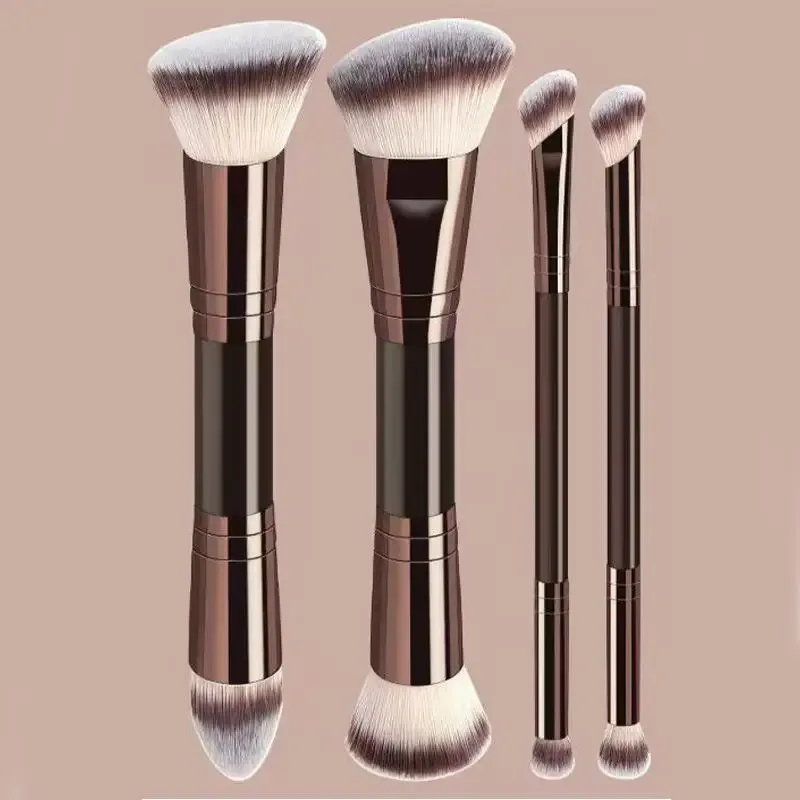 4Pcs Skin-friendly Dual Ended Makeup Brushes Non-irritating Foundation Blush Concealer Powder Cosmetic Brushes