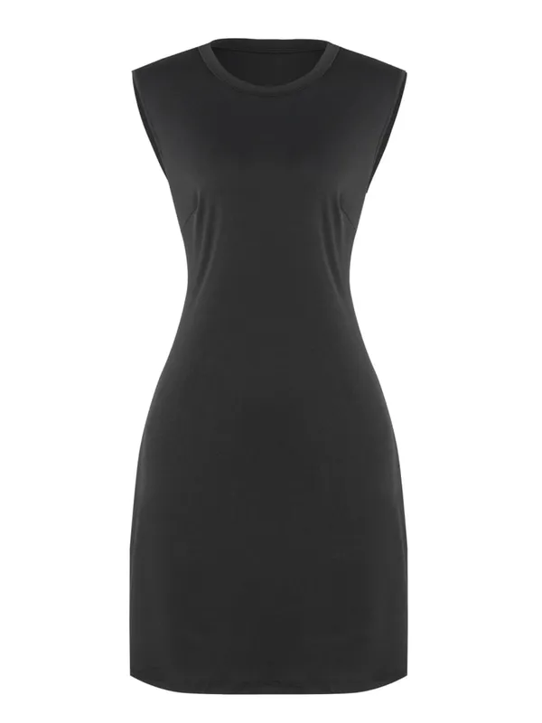Women Casual Dresses Sleeveless Solid Color Form Fitting Bodycon Mini Dress Elegant Chic Summer Office Party Breathable Dress