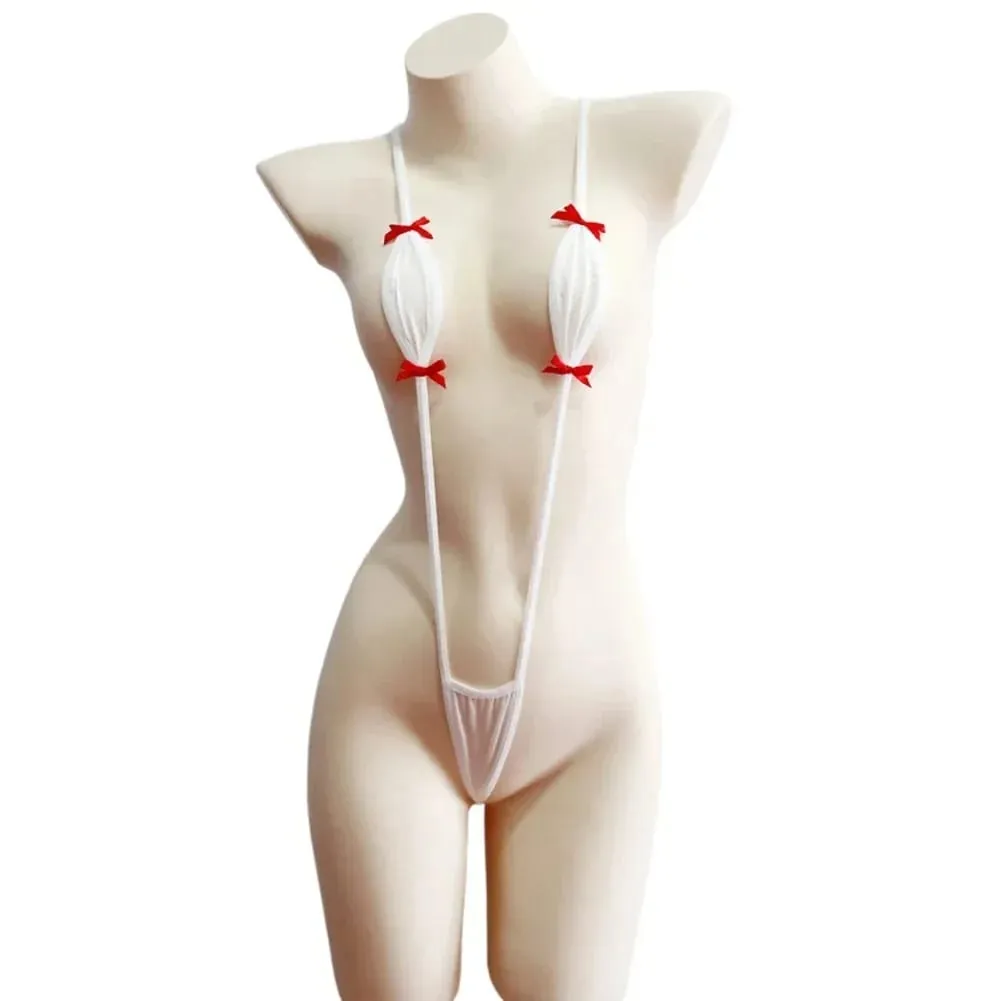 Adjustable Belt Mini-Bikini Lingerie with Suspenders Kawaii Bow-Knot Detail Sexy Erotic Swimsuit Jumpsuit for Women — image 11