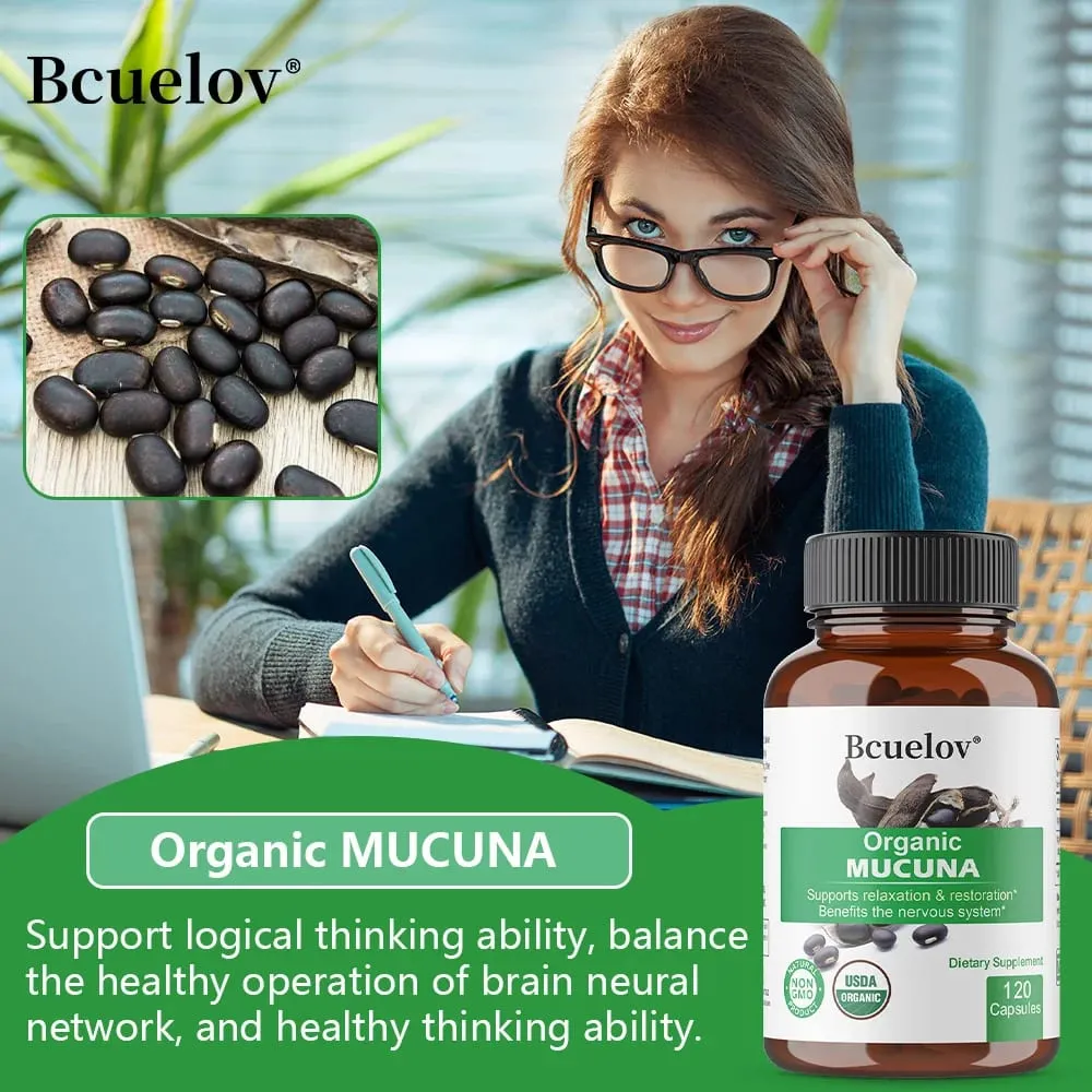 Organic Mucuna Capsules - Supports Relaxation and Well-Being - Natural Herbal Supplement for Nervous System Health — image 3
