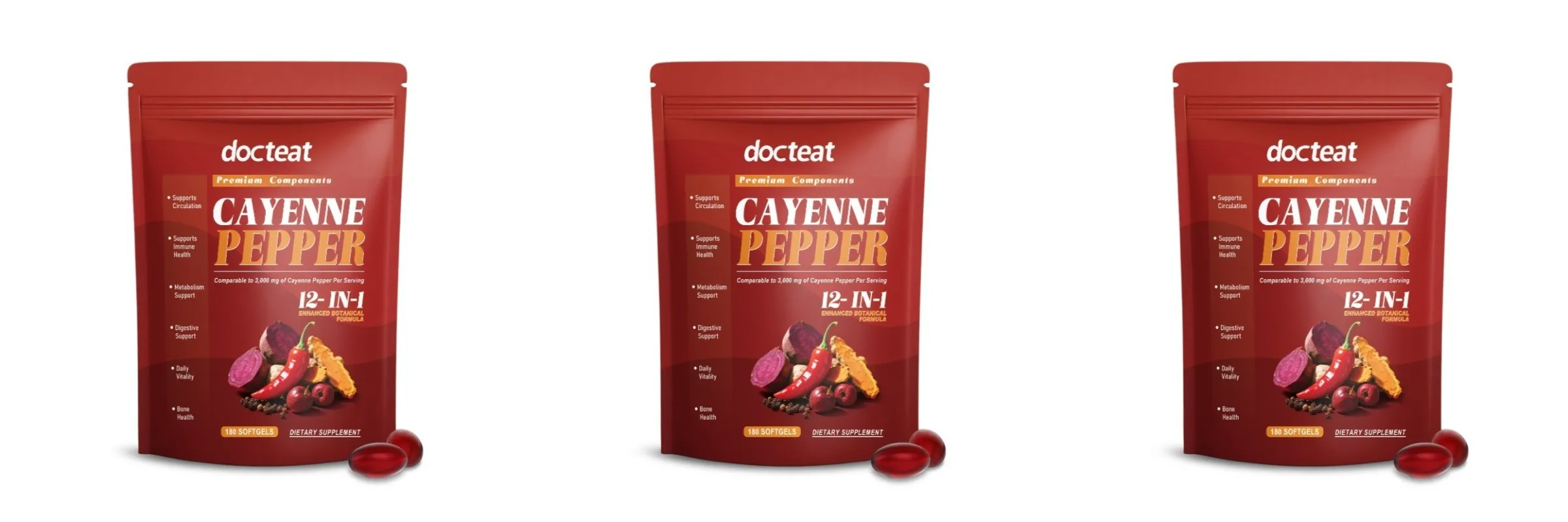 Cayenne Pepper Extract Botanical Formula Supports Circulation Immune Health &Daily Vitality180 Softgels Dietary Supplement