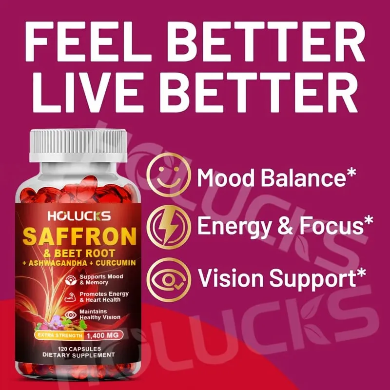 Buy 1 Get 1 Free! Saffron Extract 1400mg Supplement for Hormone Balance Period Comfort & Natural Well-Being Stress Relief