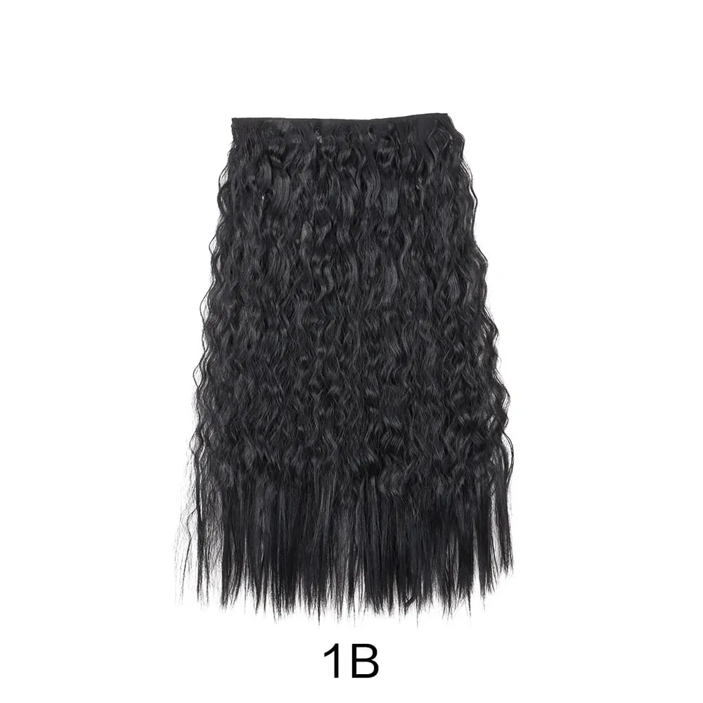 24Inch Synthetic Long Kinky Curly Hair High Temperature Corn Wave Hair Extension Clip in Fiber Hairpieces for Women