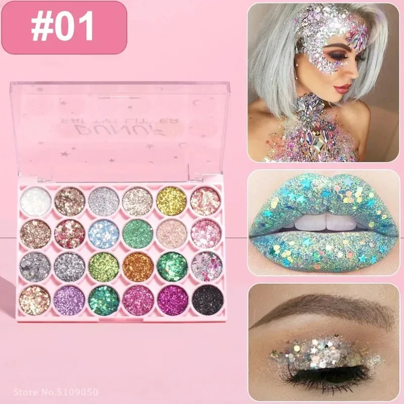 24 Colors Body Face Glitter Gel Palette Multifunctional Waterproof Eye Hair Loose Sequins Eyeshadow Party Deco Makeup Cosmetics — image 4