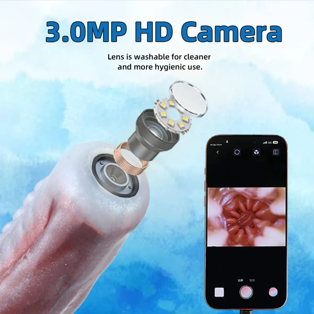 3MP HD Endoscope Camera Silicone Anal Plug With 8 LED Lights Real-Time Viewing Dildo IP68 Waterproof Sex Toys For Adult — image 4