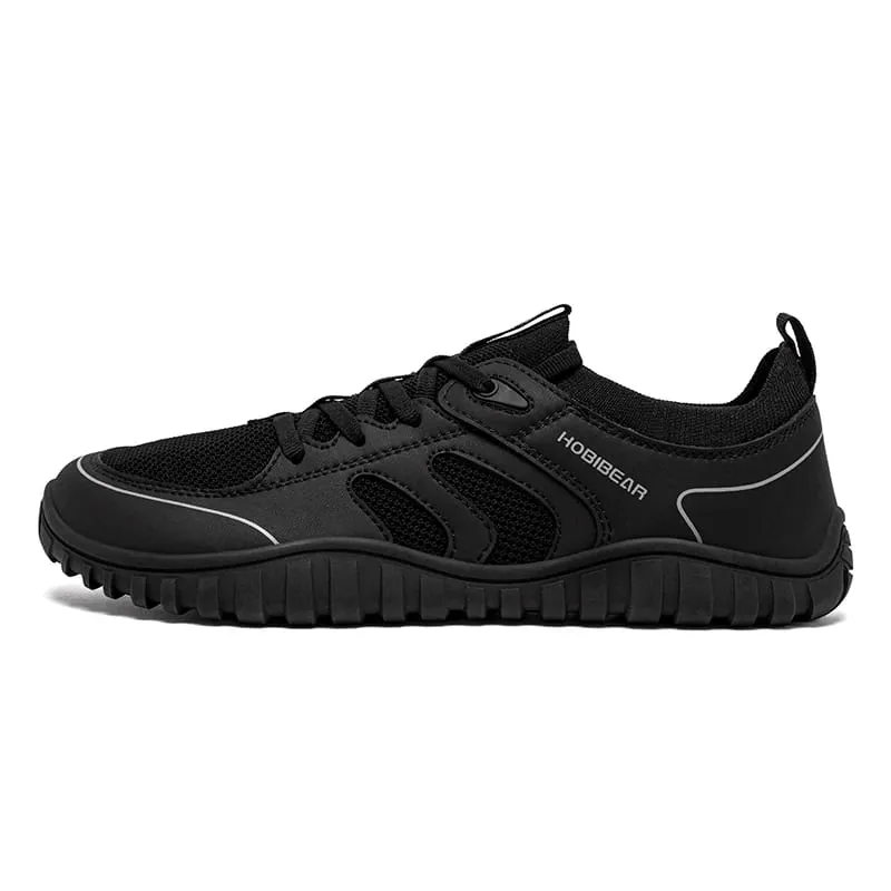 Wide Toe Running Sneakers Unisex Minimalist Mesh Breathable Shoes Artificial Leather Lace Up Walking Sneakers