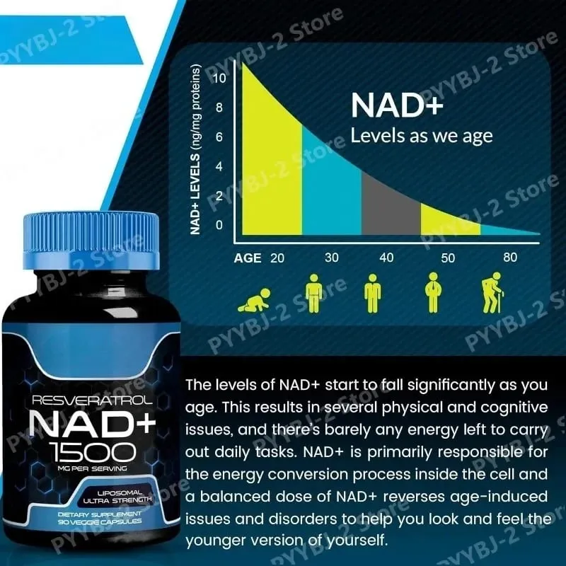 NAD+ Capsules met Resveratrol Kruiden Antioxidant Supplement Ondersteuning Cellulaire Gezondheid Energie & Anti Aging voor Vrouwen Mannen 90 stuks — image 4