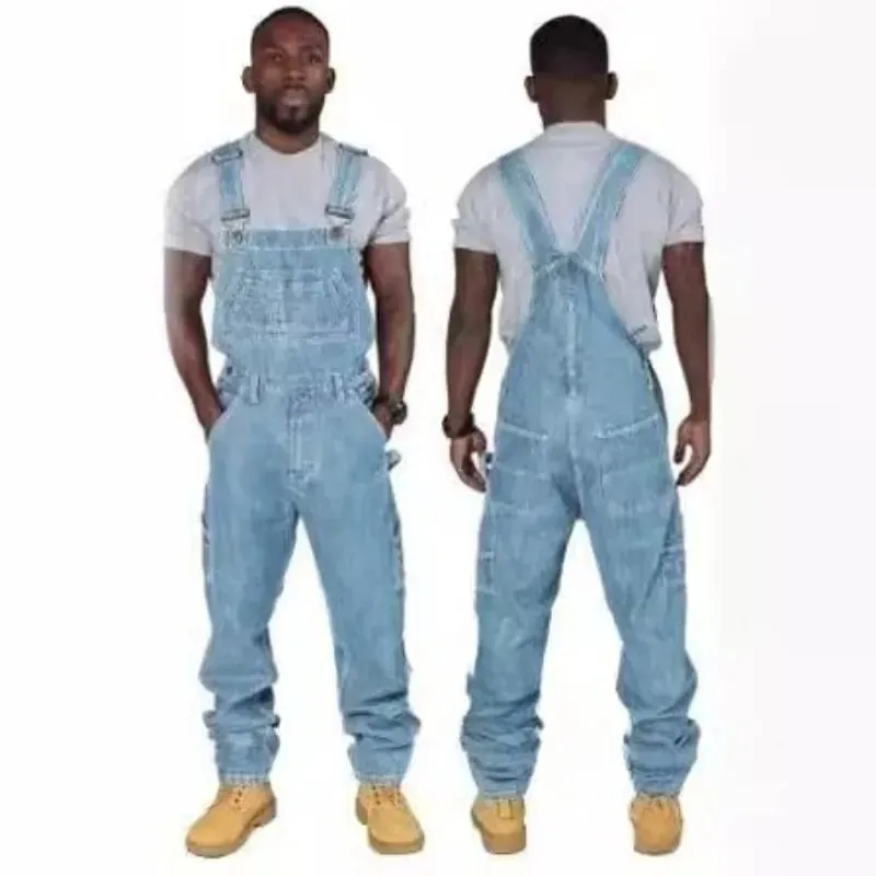 Trendy Men's Suspenders Denim Jumpsuit Fashion Casual Overalls Jeans — image 5