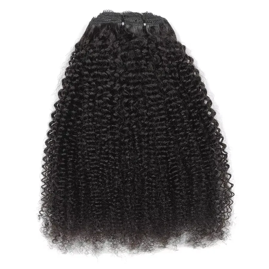 Real Remy Afro Coily Clip In Human Hair Extensions Unprocessed 4B 4C Afro Kinky Curly Clip Ins For African Americans Black Women — image 2