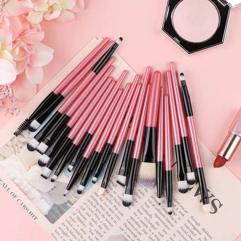 20Pcs Makeup Brush Set Eyeliner Blending Cheeks Eye Cosmetic Foundation Brushes Professional Complete Set for Face Eyeshadow