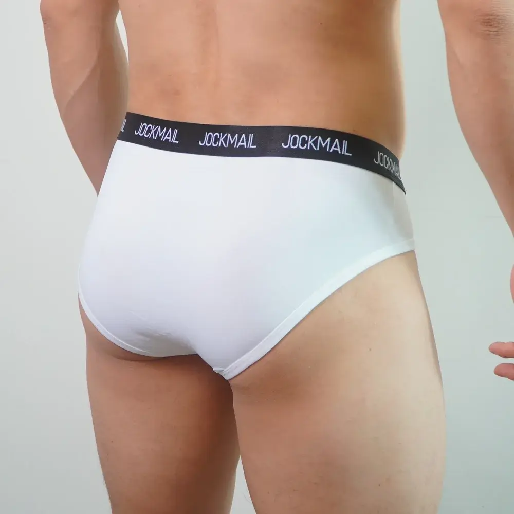 Jockmail Мужское нижнее белье с низкой талией Сексуальные спортивные дышащие летние трусы из ледяного шелка Большая сумка Нейлоновые однотонные мужские трусики — image 13
