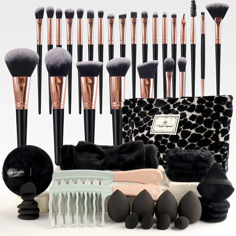 47Pcs Professional Makeup Brushes Set Beauty Tools Kit Portable Travel Cosmetic Bag Puff Toiletry Makeup Accessories Set — image 3