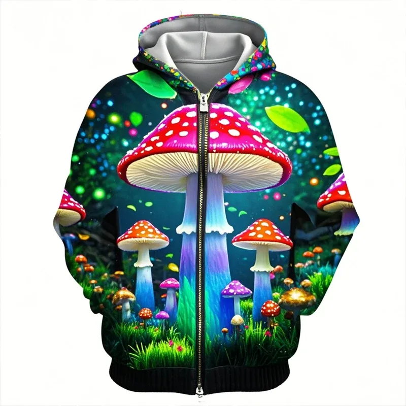 Mushroom 3D Print Zipper Hoodie Men Women Casual Fashion Hooded Sweatshirts Male Oversized Tracksuit Hoodies Man Coat Clothing — image 18