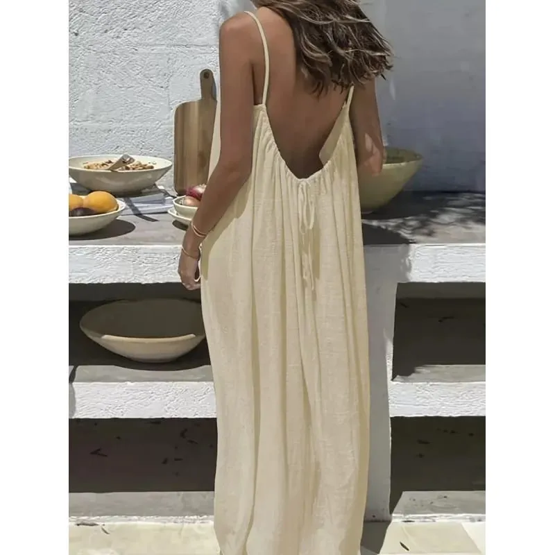 New Arrival Women's Strapless Backless Long Loose Home Dress Comfortable Sleepwear Casual Maxi Dress — image 20