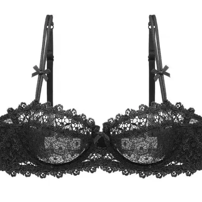 Evropská krajková sada podprsenek Ultratenká poloprůhledná poloprůhledná podprsenka Pure Desire pro malý hrudník Pohodlné spodní prádlo proti povisnutí — image 1