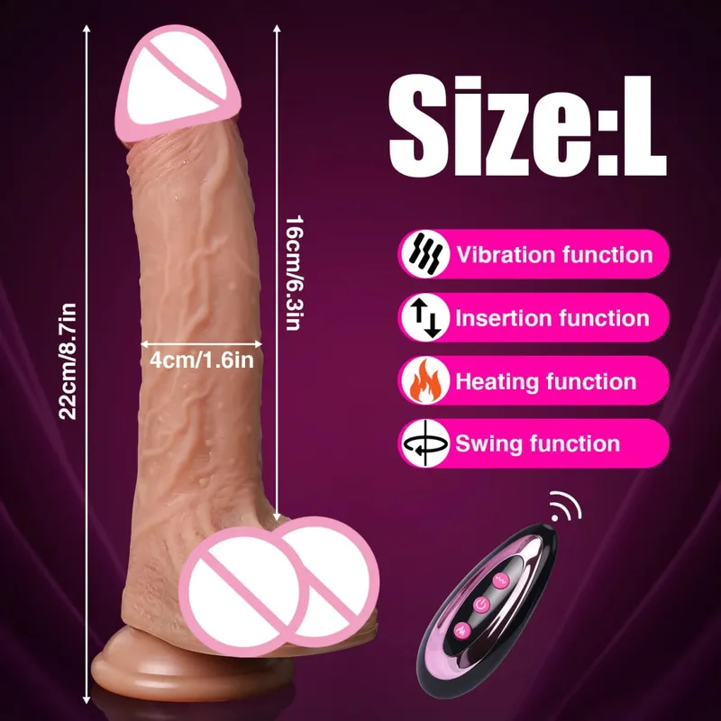 4 in 1 Thrusting Dildo Vibrator Remote Control Heating Tongue Licking Clitoris G-Spot Dick Sex Toys Vagina Adult Female Sex Shop — image 10