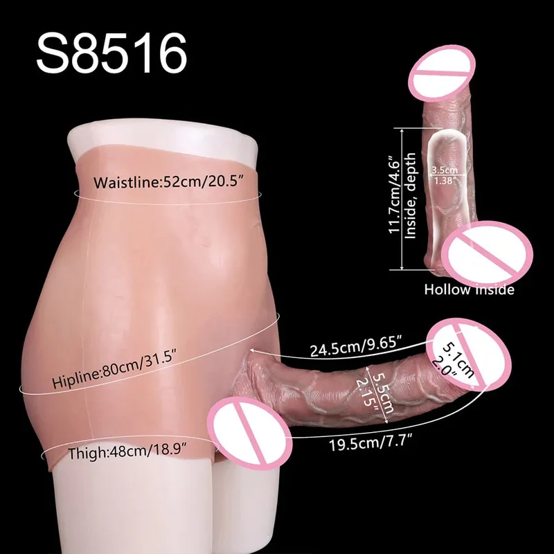 Large Hollow Dildo Premium Silicone Pants Wearable Hyper Realistic Insertable Penis Cover Adult Intimate Wearable Toys — image 16