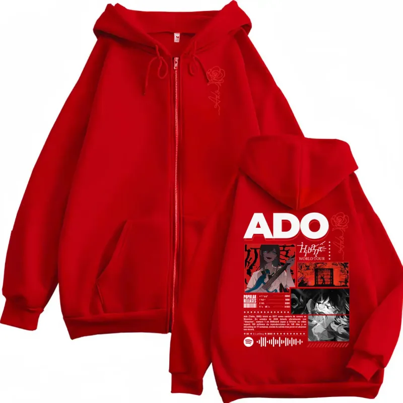 Singer Ado Hibana World Tour 2025 Zipper Hoodie Harajuku Japanese Style Zip Up Sweatshirts Men Women Casual Oversized Pullovers — image 5