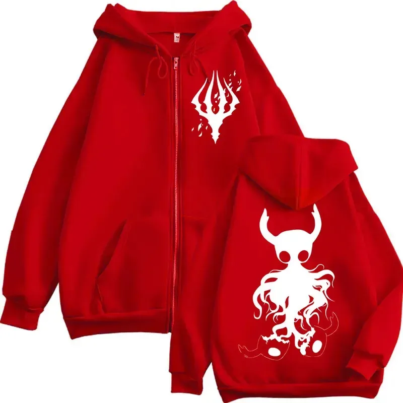 Limited Hollow Knight Game Graphic Zipper Hoodies Gothic Vintage Zip Up Hooded Sweatshirts Men Women Fashion Casual Pullovers — image 5