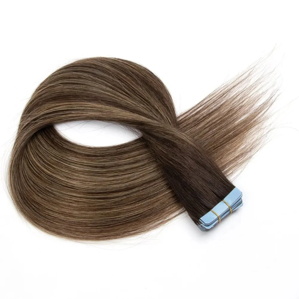 Real Human Hair Tape in Extensions 16'' 20'' Natural Straight High Light Seamless Tape Hair On Double Sided Tape 20pcs 30g/pack — image 15