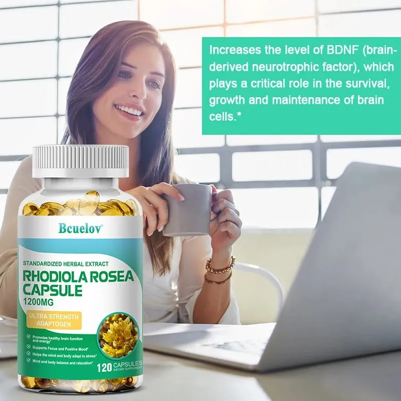 Rhodiola Rosea - Herbal Energy Supplements for Supporting Stress Relief Energy and Exercise Endurance - Vegan Gluten Free — image 6