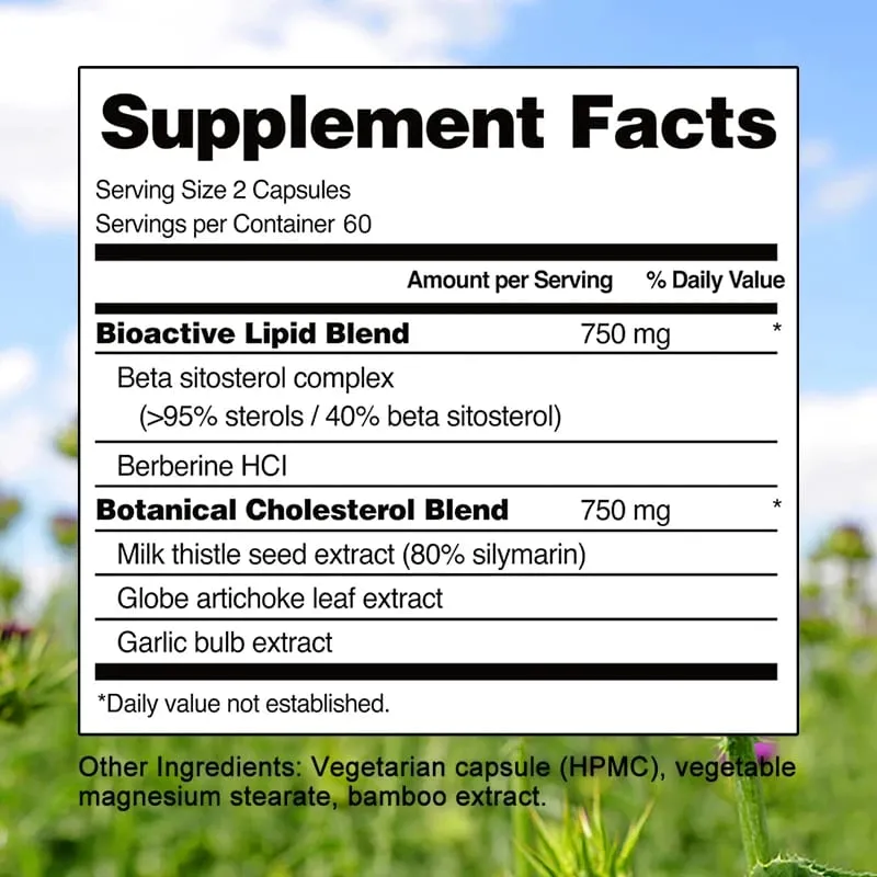 Cholesterol Support Supplement - Contains Berberine Artichoke and Garlic To Support Healthy Cholesterol Levels and Natural Heart Health