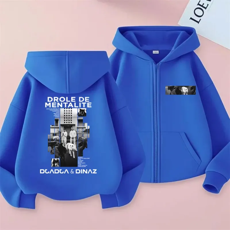 Rapper Djadja & Dinaz Drôle De Mentalité Album Zipper Hoodie Men Women Fashion Vintage Hoodies Male Casual Zip Up Jacket Coat — image 4