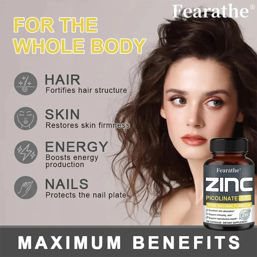 Zinc Capsules 50 Mg - เล็บและผิวหนังเสริมภูมิคุ้มกันต่อต้านอนุมูลอิสระตามธรรมชาติสำหรับทุกเพศ