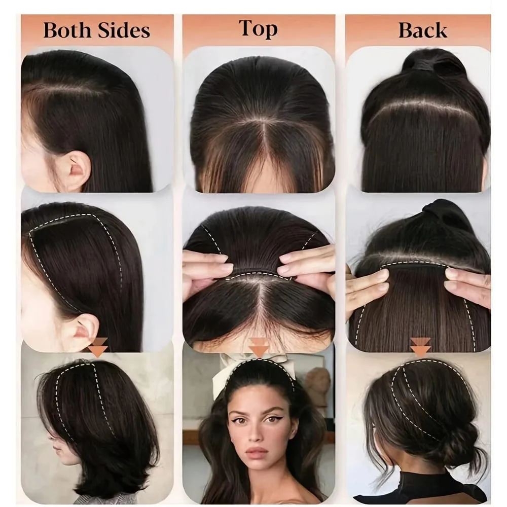 2pc Natural Invisible Fluffy Hair Pads for Women Hair Extension Fluffy Hair Lining of Hair Top Cover Synthetic Seamless Hair Pad