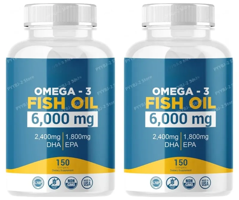 Omega-3 Fish Oil 6000mg Softgels High DHA EPA Formula 2400mg DHA 1800mg EPA Non-GMO 150 Capsules Heart Brain Nutrition Support